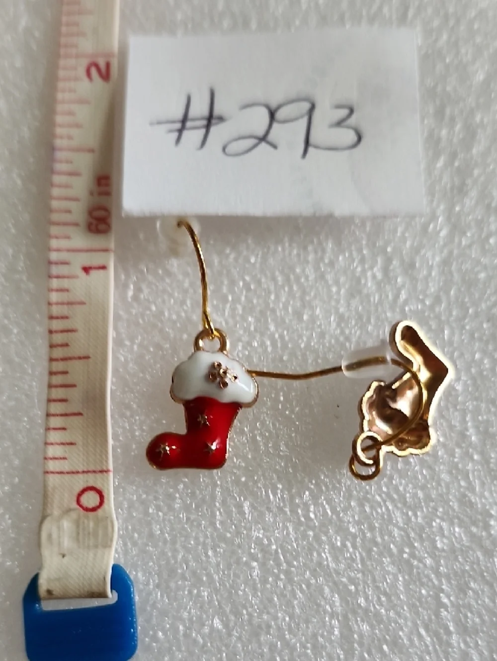 Hand Crafted Red and White Christmas Stocking Earrings